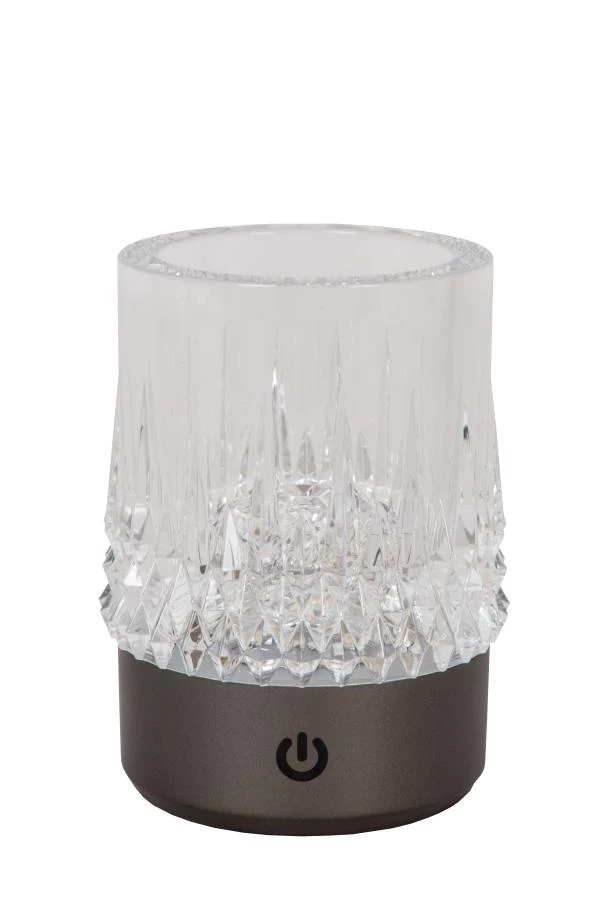 Lucide LILY - Rechargeable Table lamp - Battery pack - Ø 8 cm - LED Dim to warm - 1x3W 2700K/3000K - Gun Metal - Set of 3 - turned off